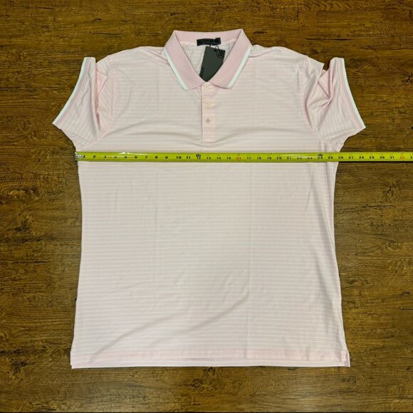 G/Fore Pink Perforated Striped Performance Tech Modern Golf Polo Shirt Men's 2XL - Picture 8 of 8